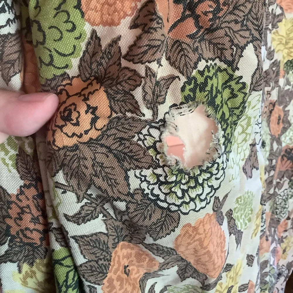 Vintage 60’s 70’s Cream Brown Orange Yellow Green Drapes Curtains 10 Pieces